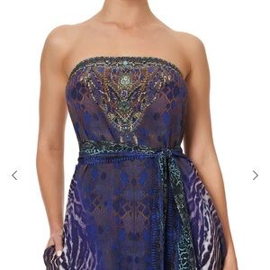 Camilla tie waist strapless jumpsuit/ Komodo queen pure silk